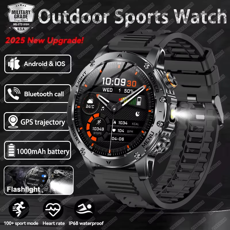 2025 Men 1.7-Inch AMOLED Screen Smart Watch 1000Mah Battery Heart Rate Bluetooth Call NFC GPS Tracker Sports Fitness Watches New