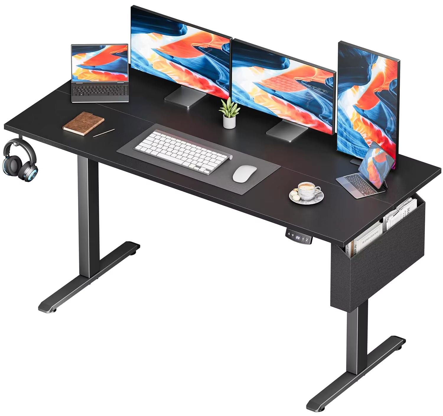 Height Adjustable Electric Standing Desk with Memory Presets and Storage Bag for Home Use