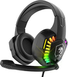 Wired Gaming Headset RGB Backlight Retractable Noise Isolating Microphone Stereo Sound Deep Bass Memory Foam Earmuff Headphone