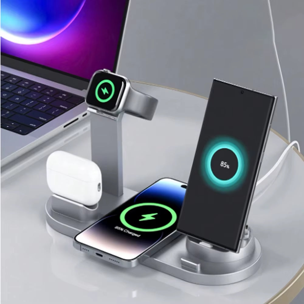 30W 6 in 1 Wireless Charger for  15 14 13 12 11 X Apple Watch Airpods Fast Charging Dock Station for Android Samsung