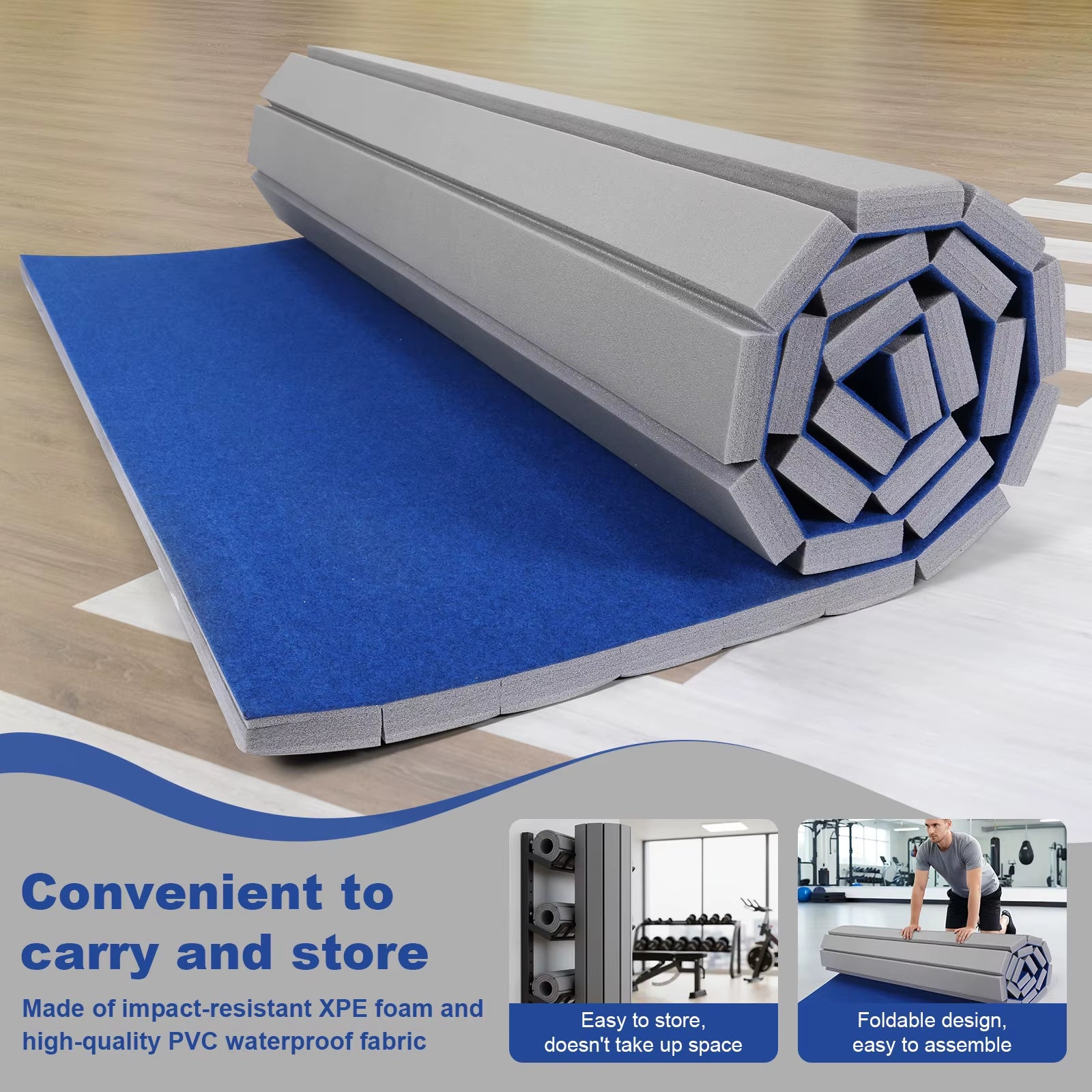 Sturdy Foam Wrestling Mat 118.11X70.87X1.57In Non-Slip Workout Mat with Grippy Surface for Home Yoga Fitness Pilates Martial Art