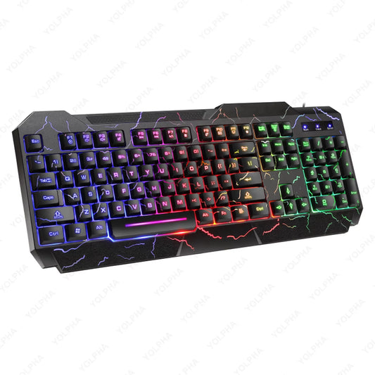 Rainbow Glow Gaming Keyboard & Mouse Set, Backlit, Ergonomic, Mechanical Feel