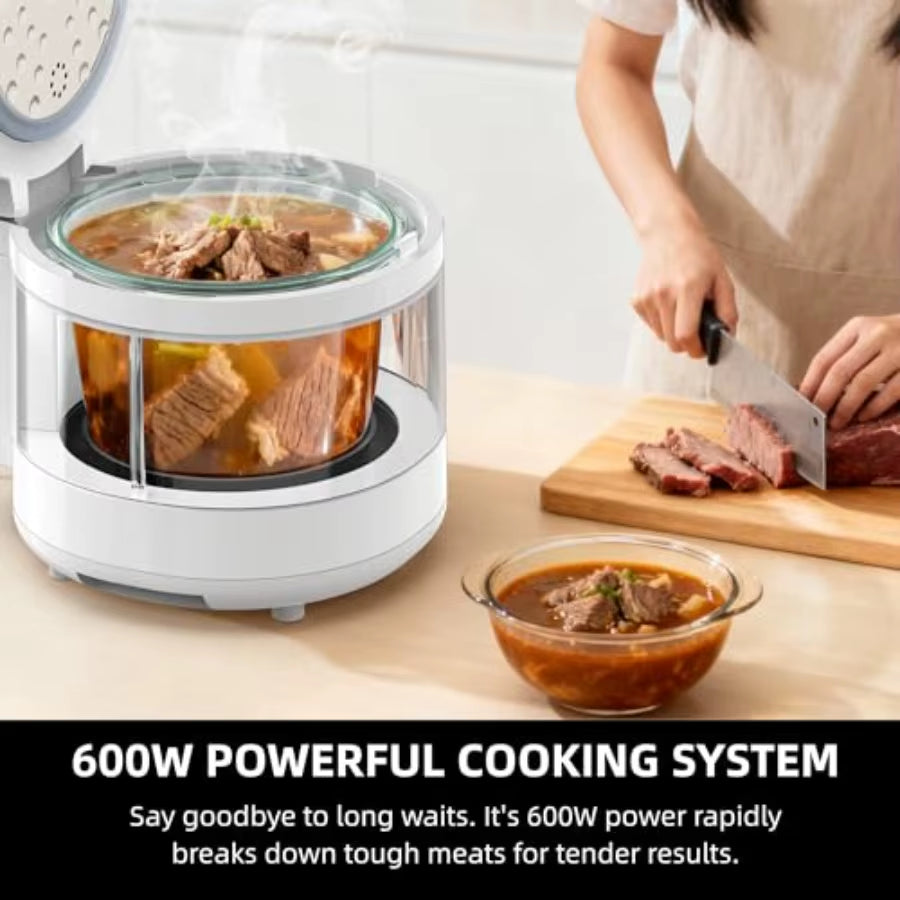 6 Cup Glass Rice Cooker Inner Pot with Stainless Steel Steamer Basket Zero Coating Multifunctional Steam and Slow Cook Ideal Fo