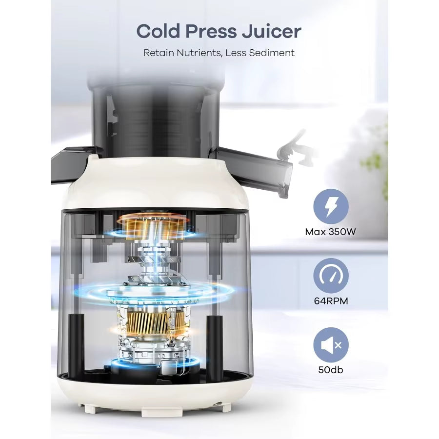 Juicer Machines Cold Press Juicer with Large Feed Chute for Whole Fruits and Vegetables Slow Masticating Juicers with 3 Replace