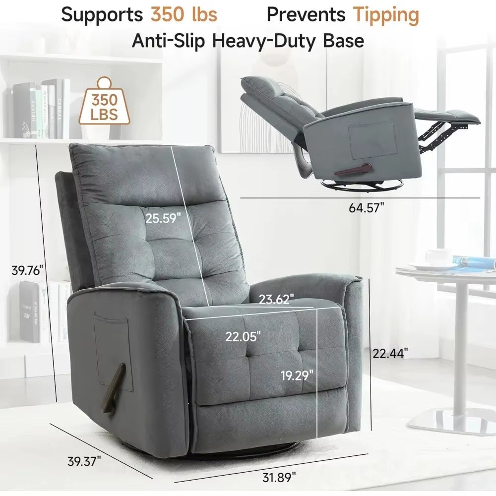 Swivel Rocker Recliner Chair for Adults Glider Rocking Chair for Nursery Small Space Friendly RV Living Room Essentia，Customized