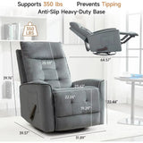 Swivel Rocker Recliner Chair for Adults Glider Rocking Chair for Nursery Small Space Friendly RV Living Room Essentia，Customized