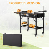 Portable Foldable Outdoor Grill Cart with Wheels, Fits 17-22 Inch Griddles, BBQ Prep Table Seasoning Tray