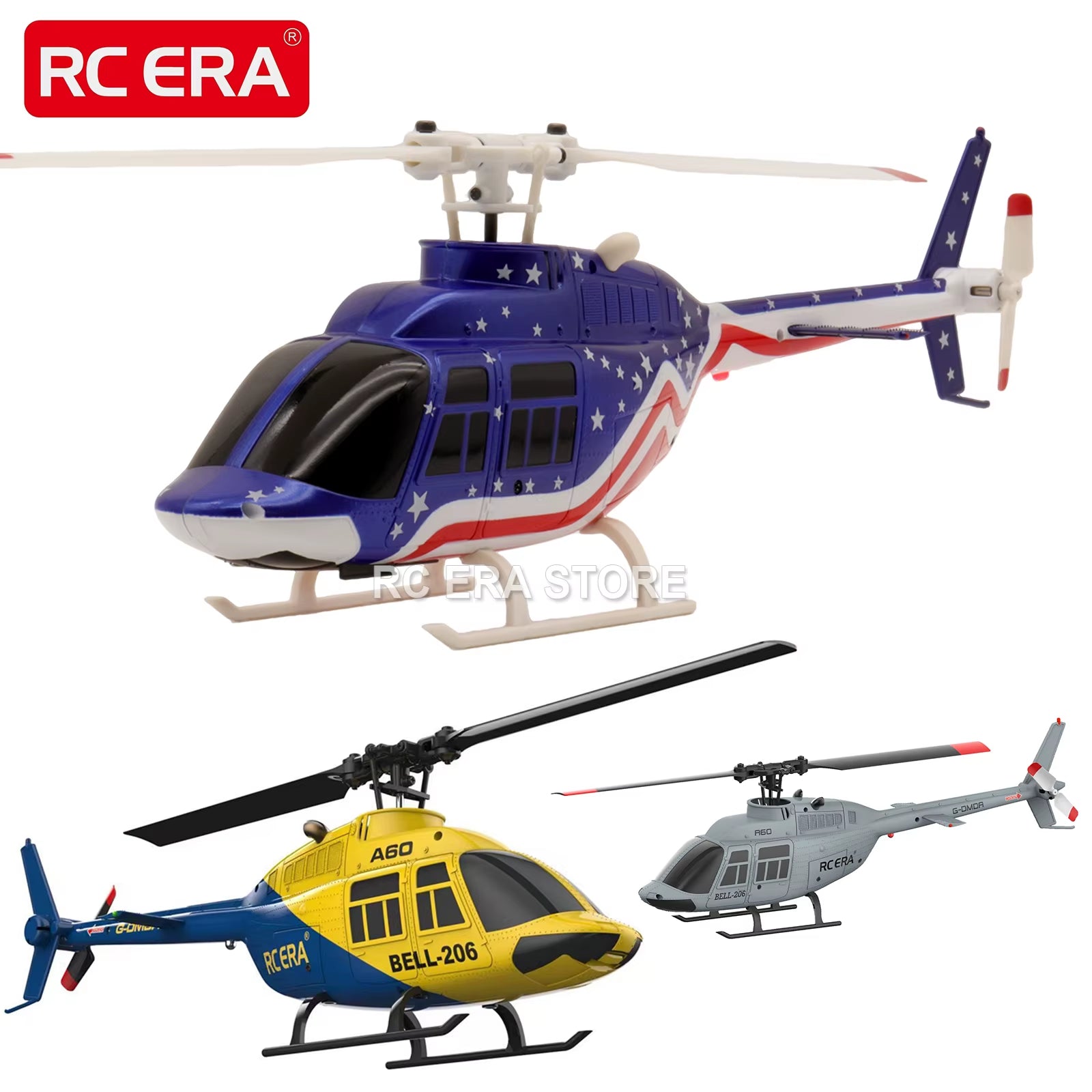 A60 Mini Bell206 RC Helicopter 2.4G 6-Aixs Gyroscope 4CH Altitude Hold Remote Control Plane Toys for Adult Gift