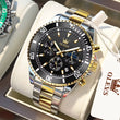 Men'S Watches Top Brand Luxury Watch for Men Original Waterproof Stainless Steel Chronograph Moon Phase Date Rota Dial
