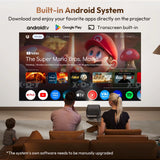 4K Android 11 Projector Native 1080P with Auto Keystone Focus Wifi 6 BT 5.4 Portable Outdoor Movie Home Cinema