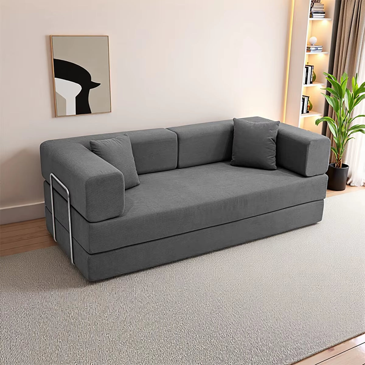 Foldable Sofa Bed with a Removable Backrest, an Oversized Floor Sofa That Works as a Two-Seater Perfect for Living Rooms.
