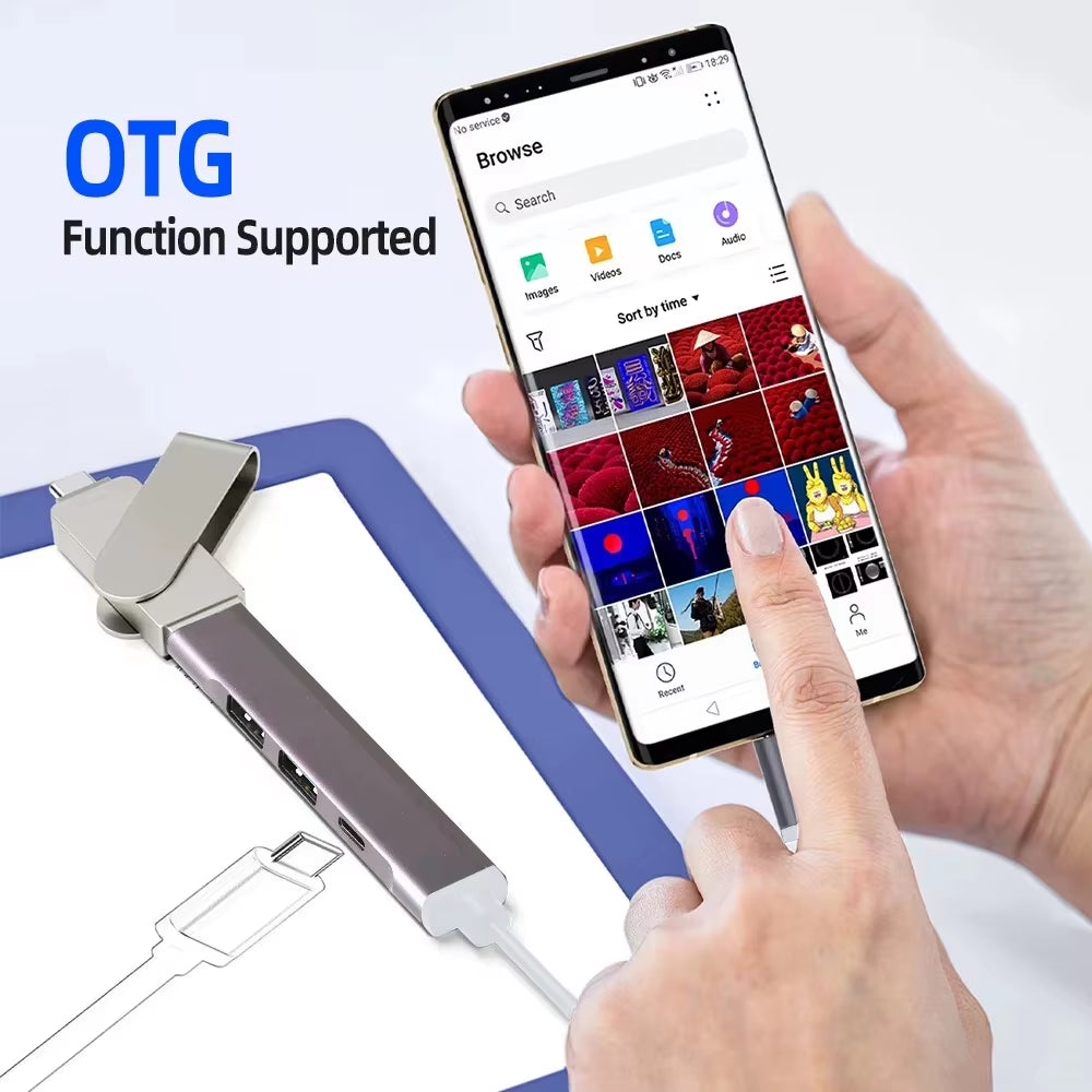 5Gbps 4 Ports USB 3.0 HUB TYPE-C HUB Multi USB Splitter Type-C High Data Transmission USB 3.0 OTG Adapter for Computer Macbook