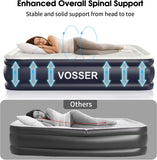 Queen Air Mattress with Built-In Pump, 18'' Inflatable Bed, Fast Self-Inflation in 3 Mins, Flocked Top for Home and Camping