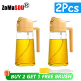 1-4Pc 2-In-1 Sprayer Pourer Oil Empty Bottle Plastic Oil Container Dispenser Vaporizer Kitchen Barbecue Camping Cooking Utensils
