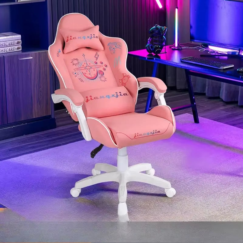 Graffiti Gaming Chair-Adjustable PC Chair Forlazy Mode Ergonomic Computer Seat for Dorm Reclining Game Chair with Lumbar Support