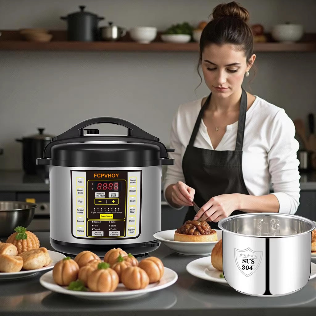 Electric Pressure Cooker 6 Qt 9-In-1 Instant Multi Cooker with Safer Venting Design Stainless Steel 304 Liner for Rice S