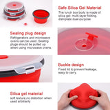 Silicone Folding Lunch Box with Lid Portable Picnic Camping Bowl Set Kitchen Tableware Kit Foldable Fruit Salad Folder Bento Box