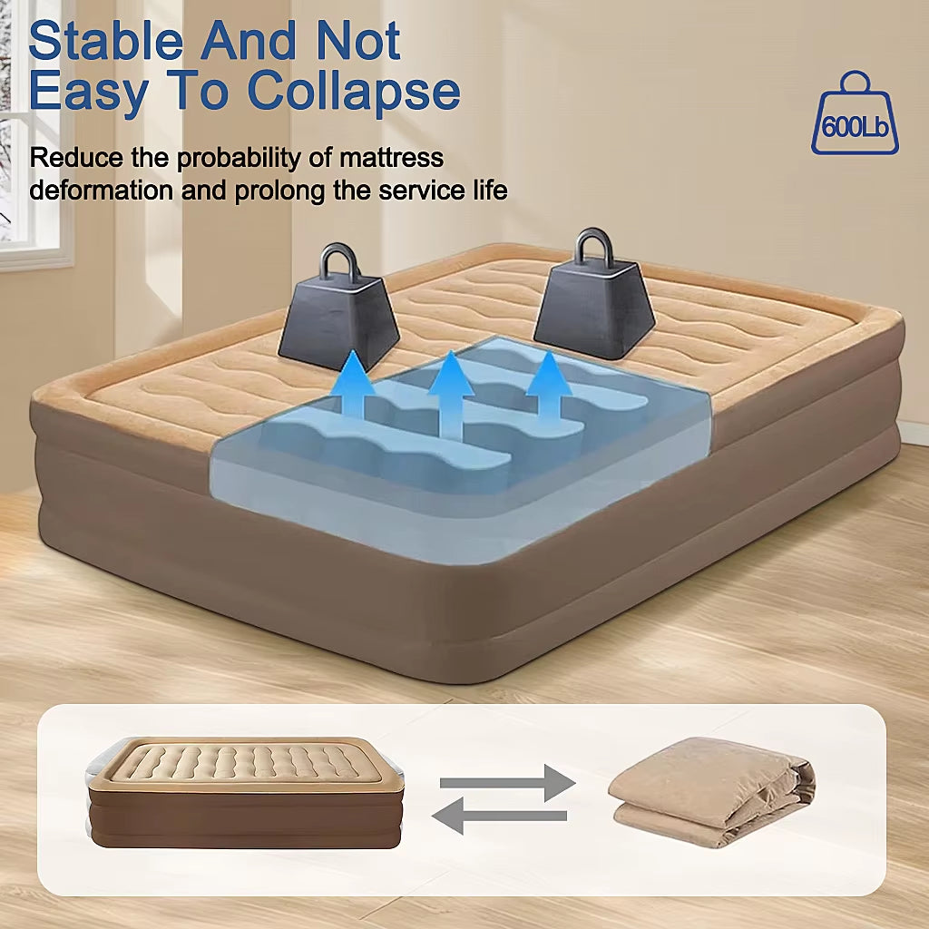 203X152X48Cm Automatic Inflatable Mattress Home Outdoor Camping Rest Sleeping Bed Portable Folding Lazy Sofa Mat Car Air Cushion