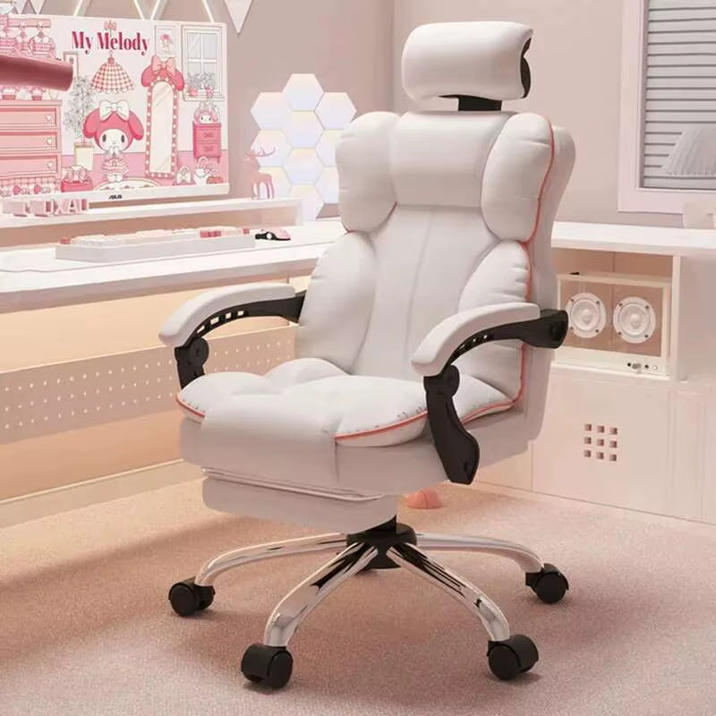 Aesthetic Low Price Kawaii Office Chair Back Cushion White Luxury Girls Gaming Chair Office Furniture