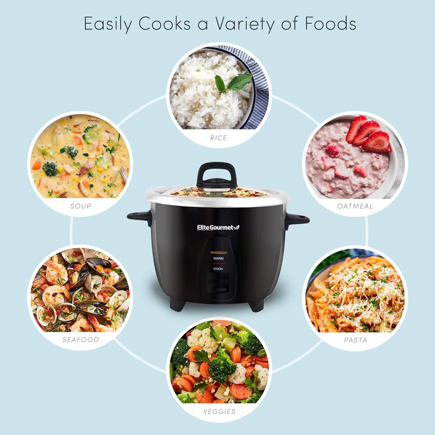 10-Cup Electric Rice Cooker with 304 Stainless Steel Inner Pot for Soups, Stews, Porridges, Grains