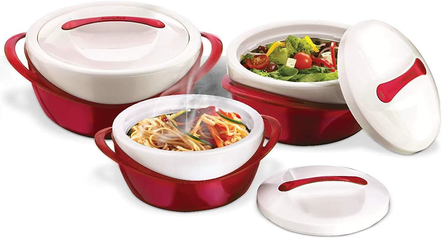 Insulated Casserole Dish Set with Lid 3-Piece Thermal Bowl Hot Pot Food Warmer Cooler Stainless Steel Gift for Moms