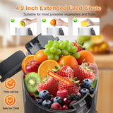 400W Cold Press Juicer with 4.9 Wide Feed Chute for Whole Fruits Vegetables Silver Gray Slow Masticating Juicer with Advanced T