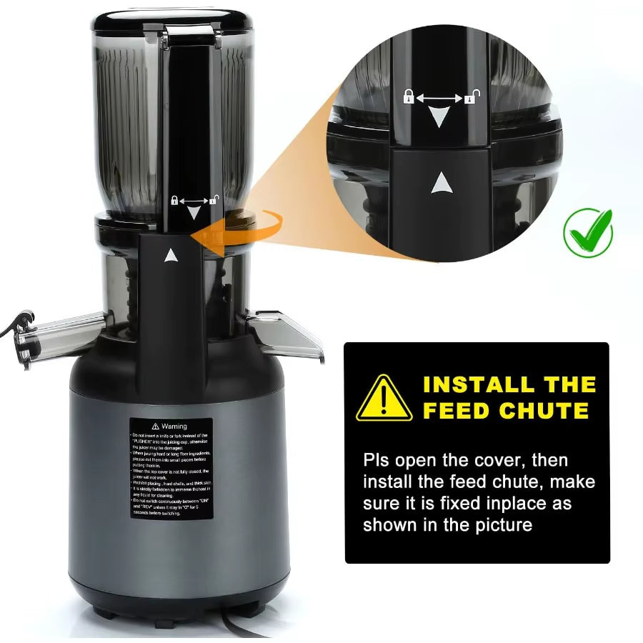 Cold Press Juicer with 4.2Inch Large Feed Chute for Whole Fruits and Vegetables Slow Juicing Extraction Machine with 250W Masti