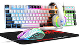 MANBASNAKE T11 Wired Gaming Keyboard and Mouse Headset Combo,Rainbow LED Backlit Wired Keyboard