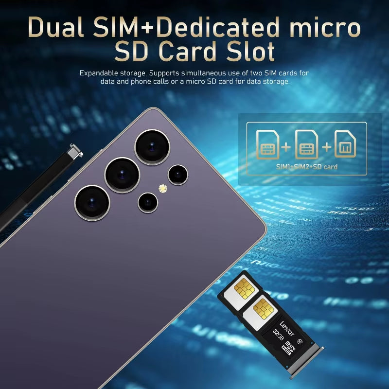 Global Vision X26 Pro Max Smartphone Android 12 8GB RAM 512GB ROM 6.8 Inch Phone 1920X1080Hd 48MP 5G Network Mobile Phones