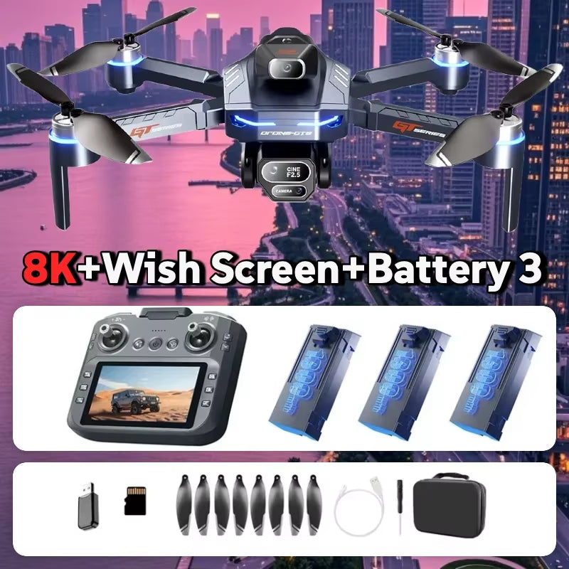 For Genuine GT8 Drone 4K Professional Dual Camera FPV GPS Brushless Motor Optical Flow Hovering Folding Quadcopter 4K 8K RC Dron