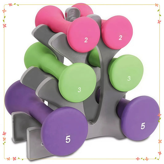 20 Lb Hourglass Neoprene Dumbbell Set with A-Frame, Non-Slip Grips for Home Gym and Strength Training