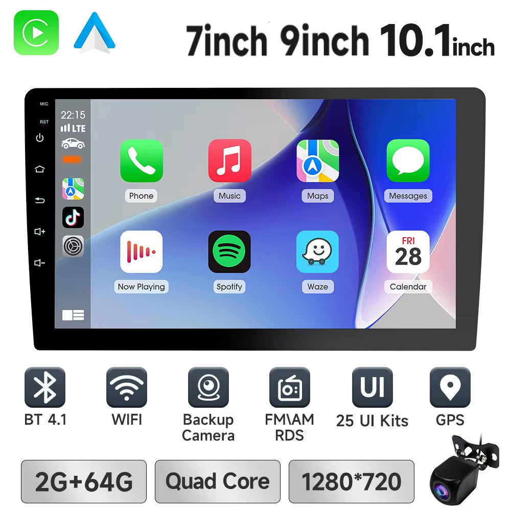 7 9 10 Inch 2Din Car Stereo with Wireless Carplay and Android Auto Car Radio with BT4.1 Backup Camera Mirror Link GPS Wifi FM AM