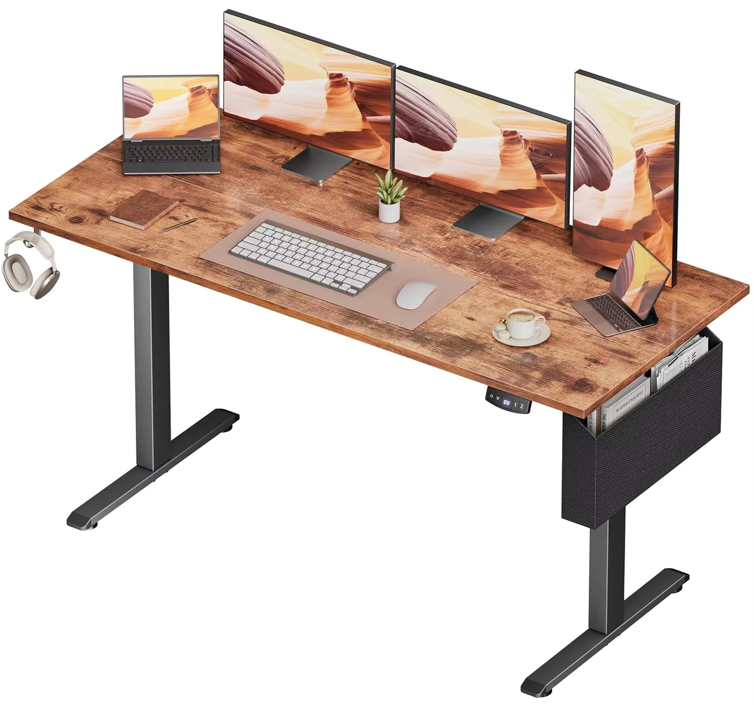 Height Adjustable Electric Standing Desk with Memory Presets and Storage Bag for Home Use
