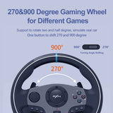 Universal USB Sim Racing Steering Wheel with 3-Pedals and Shifter, 270/900 Degree Adjustable for PC, Xbox, PS4, Switch Gaming