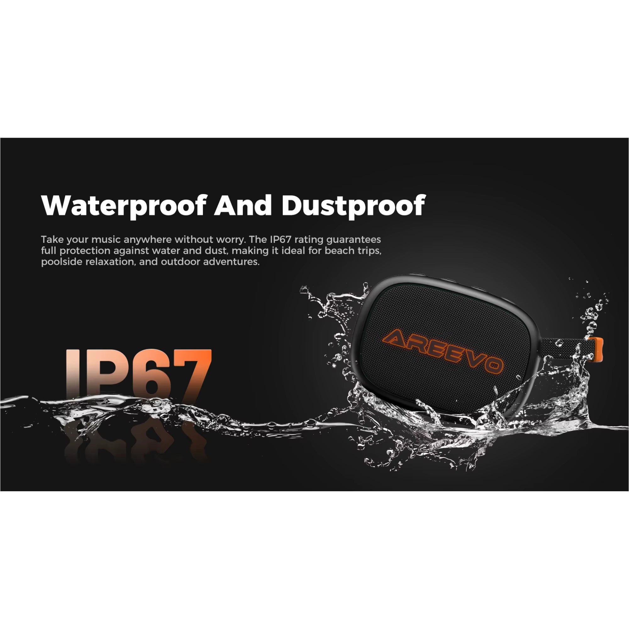 Powergo Wireless Speaker, IP67 Waterproof, Sound with Punchy Bass Bluetooth 5.3 24H Playtime Dual-Speaker Portable Stereo