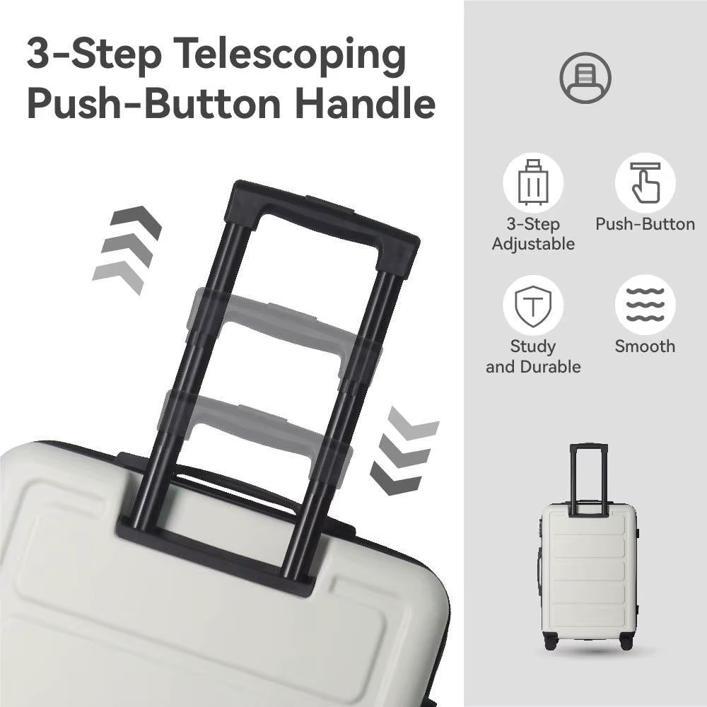 3Pc ABS Hardshell Lightweight Luggage Set Durable Spinner Wheel Suitcases 20 24 28 Inch White Complete Travel Set