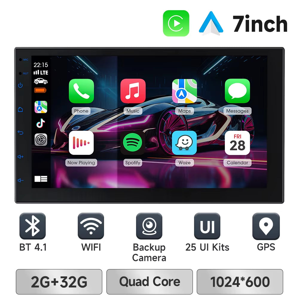 7 9 10 Inch 2Din Car Stereo with Wireless Carplay and Android Auto Car Radio with BT4.1 Backup Camera Mirror Link GPS Wifi FM AM
