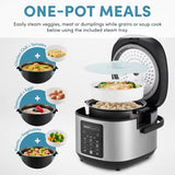 6-Cup Uncooked /12-Cup (Cooked) Slow Cook Rice Cooker with Lift-Out Pot Handles and Silicone Storage Lid Pfas-Free Ceramic Coat