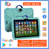 2025 New 7-Inch 5G Wi-Fi Tablet for Kids - Quad-Core, 4GB RAM, 64GB ROM, Google Education Version with Dual Cameras