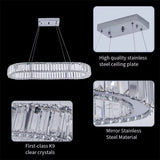 Indoor K9 Crystal Oval Ring Lamp Luxury Interior Decoration Led Chandelier Dining Room Lustre Hanging Lighting for Living Room