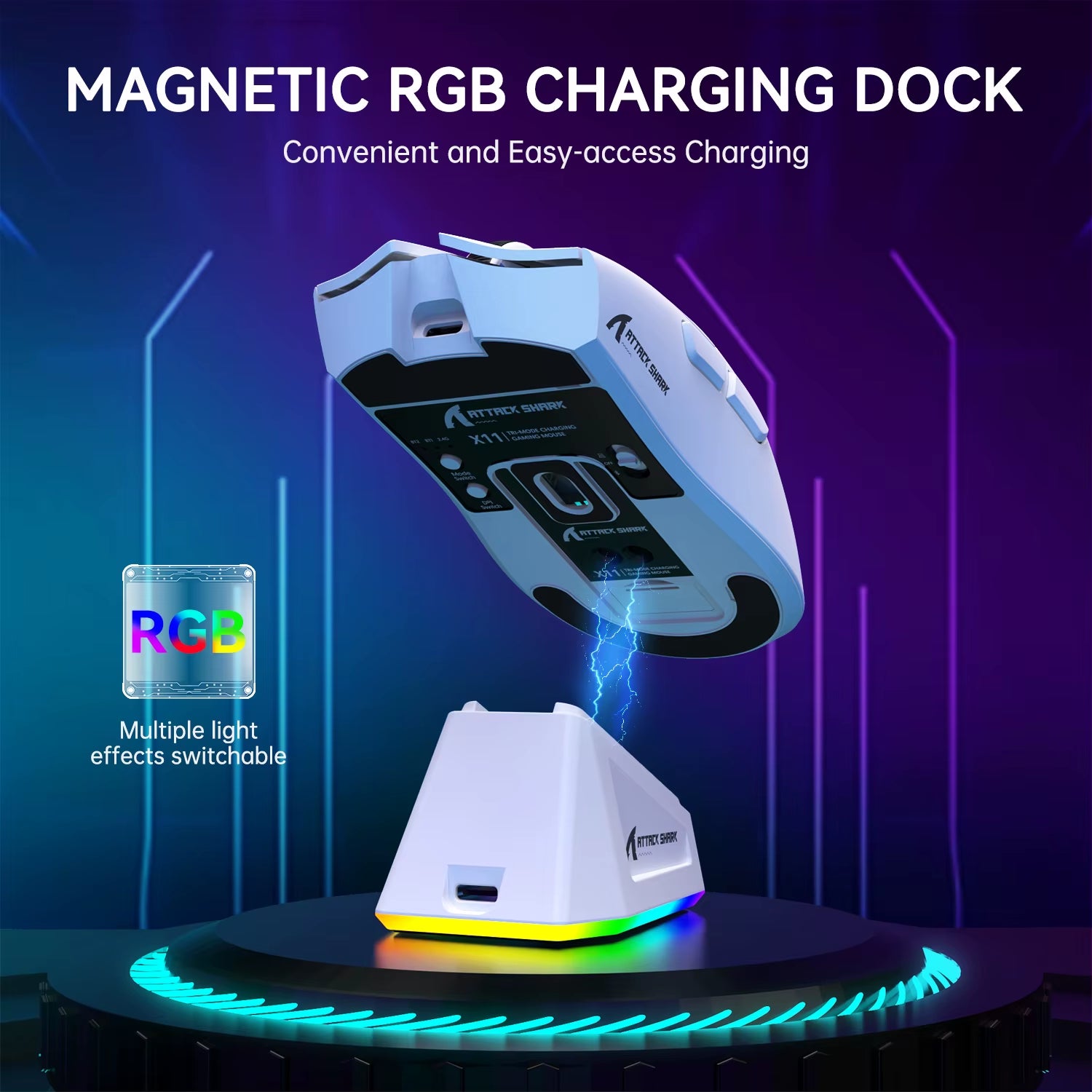 X11 Lightweight Wireless Gaming Mouse with RGB Backlight Charging, up to 22K DPI, PAW3311 Optical Sensor, HUYU Swit