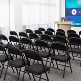 4 Piece Conference Chair Set, Leather Upholstered Folding Chair, Designer Chair with Backrest, Metal Frame Living Room