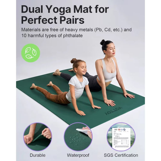 YOTTOY Large Yoga Mat (75 * 52 * 1/2Inch),Extra Wide TPE Exercise Mat,Non-Slip Workout Mat for Pilates