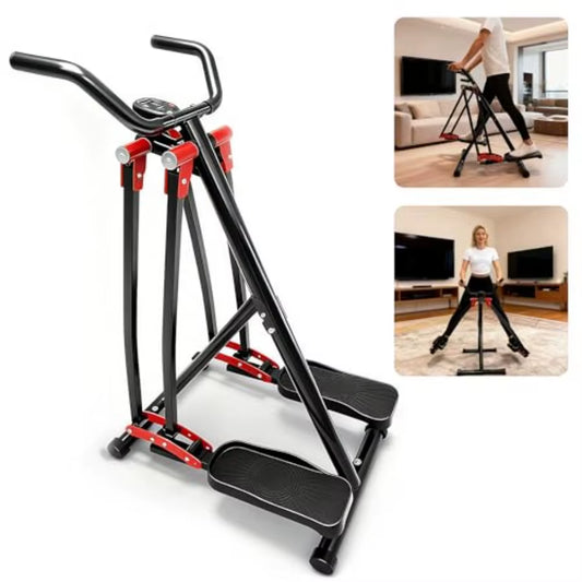 Foldable Air Walking Elliptical Machine for Home Gym - Low-Impact Cardio Trainer with LCD Monitor Extended Stride Non-Slip Peda