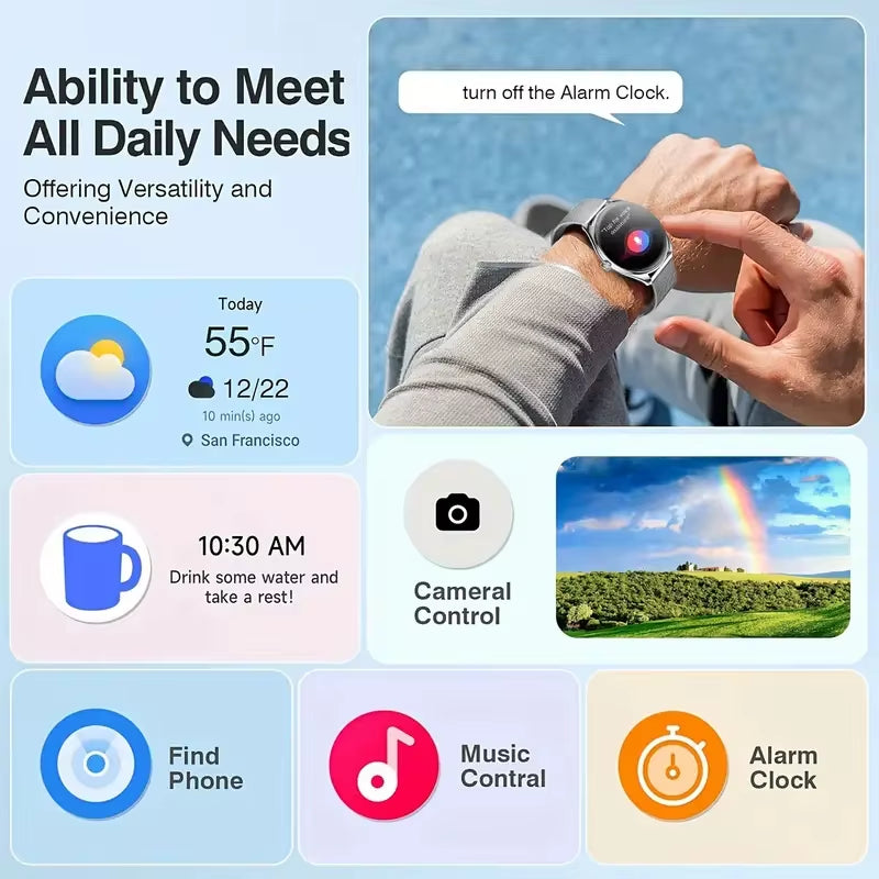 2025 New 1.43-Inch AMOLED 466*466 Screen Men and Women Bluetooth Call Sports Fitness Ultra-Thin Waterproof Smart Watch