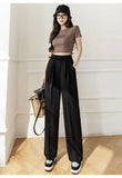 Lady Baggy Pants High Waist Lace Up Straight Leg Pants Women's Classic Designer Suit Trousers High Fashion Korean style Office