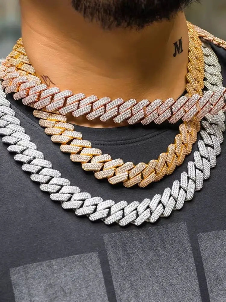 Hip Hop Jewelry Men Iced Out Chains Big Heavy 25mm Six Rows Cz Stone Cuban Link Chain High Quality Bling Necklace ﻿
