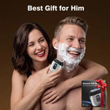 Mini Portable Men's Shaver Electric Foil Shaver IPX7 Waterproof Pocket Travel Beard Razor LED Power Display USB-C Rechargeable Wet Dry Shaving Machine For Male