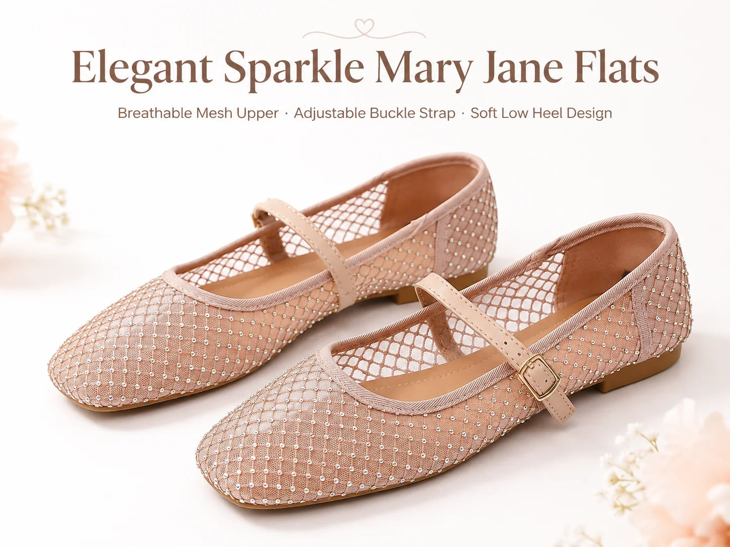 2026 Women's Mesh Ballet Flats Pointed Toe Breathable Flat Shoes Elegant Casual Slip On Shoes For Office Travel