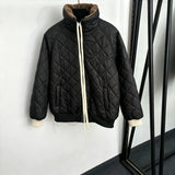 2026 Women Autumn Winter Fleece‑Lined Stand Collar Quilted Padded Jacket ZX5801